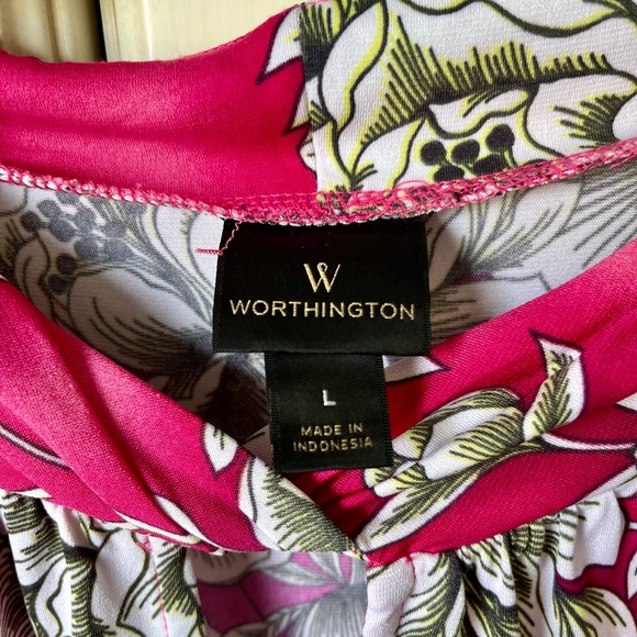 Worthington pink top, sleeveless with floral design. Large. - Picture 5 of 6